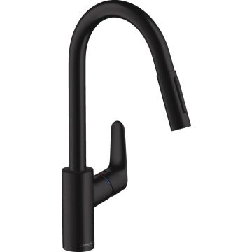 Hansgrohe Focus 240 Baterie chiuveta bucatarie cu dus extractibil, negru mat