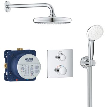Sistem dus incastrat cu termostat Grohe Grohtherm Perfect Tempesta 210, baterie patrata