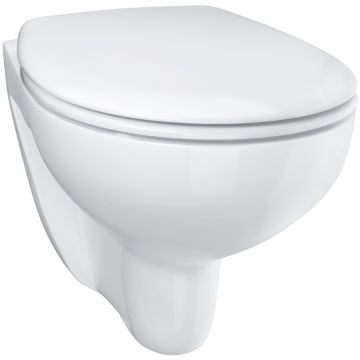 Set Vas WC suspendat cu capac soft close Grohe Bau Ceramic Rimless 37x53 cm evacuare orizontala