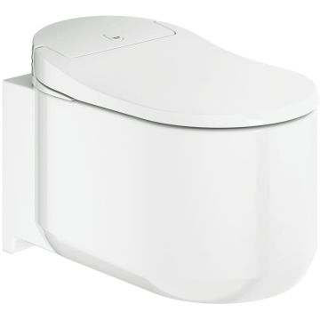 Set Vas WC cu bideu electronic suspendat cu capac soft close automat si telecomanda Grohe Sensia Arena Rimless 38x60 cm evacuare orizontala