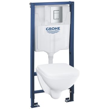 Set Vas WC suspendat cu rezervor incastrat, clapeta si capac Grohe Solido Square 37x53 cm evacuare orizontala