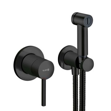 Kludi Bozz Set dus igienic cu baterie incastrata, furtun si suport, negru