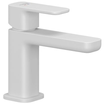 Baterie lavoar Kludi Renon cu ventil click-clack, H13 cm, alb mat