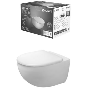 Set Vas WC suspendat cu capac soft close Duravit Architec Rimless 37x58 cm evacuare orizontala