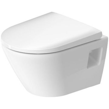 Set Vas WC suspendat cu capac soft close Duravit D-Neo Compact Rimless 36x48 cm evacuare orizontala