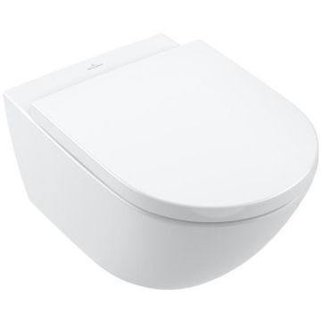 Set Vas WC suspendat cu capac soft close Villeroy & Boch Subway 3.0 TwistFlush 37x56 cm evacuare orizontala