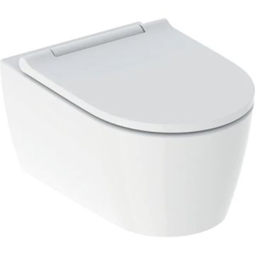 Set Vas WC suspendat cu capac soft close Geberit One 37x54 cm evacuare orizontala, alb