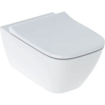 Set Vas WC suspendat cu capac Geberit Smyle Square Rimfree 36x54 cm evacuare orizontala