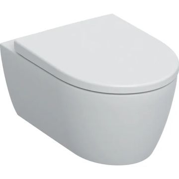 Set Vas WC suspendat cu capac Geberit iCon Rimfree 36x53 cm evacuare orizontala
