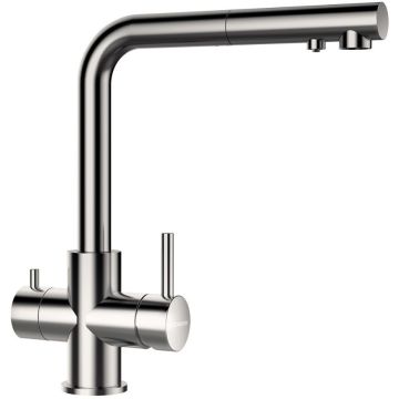 Schock Vitus Baterie bucatarie monocomanda cu dus extractibil, cu optiune de filtrare, crom satinat