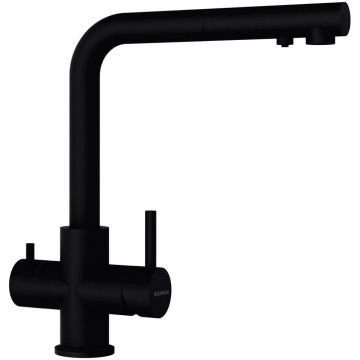 Schock Vitus Baterie bucatarie monocomanda cu dus extractibil si optiune de filtrare, negru intens (puro)