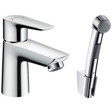 Baterie lavoar cu dus igienic Hansgrohe Talis E, cu ventil click-clack