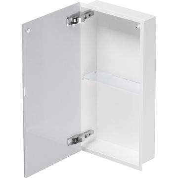 Bemeta Nisa perete baie 32x10xH62 cm cu 1 raft din sticlaa si usa, alb/crom