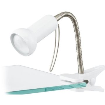 Eglo Fabio Lampa de birou cu clema 1x40W, alb/argintiu