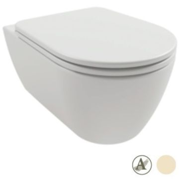 Vas WC suspendat Hatria Fusion Alchemy Rimless 36x54 cm evacuare orizontala, crem (ivory)
