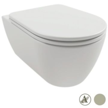 Vas WC suspendat Hatria Fusion Alchemy Rimless 36x54 cm evacuare orizontala, bej (sand)