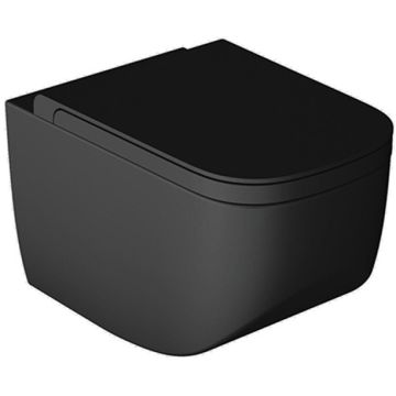 Vas WC suspendat Hatria Next Rimless 36x56 cm evacuare orizontala, negru mat