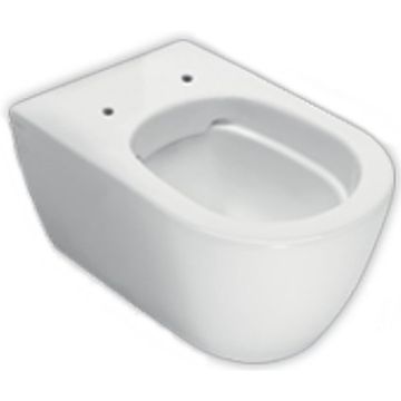 Vas WC suspendat Hatria Fusion Compact Alchemy Rimless 35x48 cm evacuare orizontala, alb mat