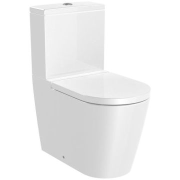 Vas WC pe pardoseala Roca Inspira Round Rimless 37x65 cm evacuare orizontala sau verticala, alb