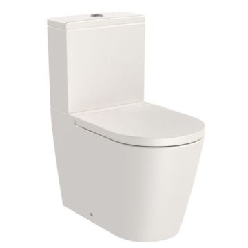 Vas WC pe pardoseala Roca Inspira Round Rimless 37x65 cm evacuare orizontala sau verticala, lipit de perete, bej