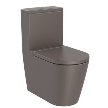 Vas WC pe pardoseala Roca Inspira Round Rimless 37x65 cm evacuare orizontala sau verticala, lipit de perete, maro (coffee)