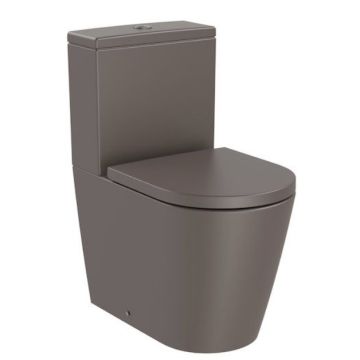 Vas WC pe pardoseala Roca Inspira Round Compact Rimless 37x60 cm evacuare orizontala sau verticala, lipit de perete, maro (coffee)