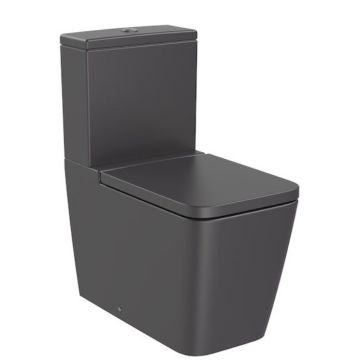 Vas WC pe pardoseala Roca Inspira Square Rimless 36x65 cm evacuare orizontala sau verticala, lipit de perete, antracit (onyx)