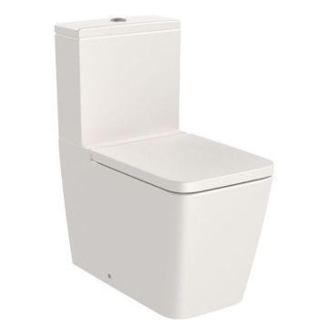 Vas WC pe pardoseala Roca Inspira Square Rimless 36x65 cm evacuare orizontala sau verticala, lipit de perete, bej
