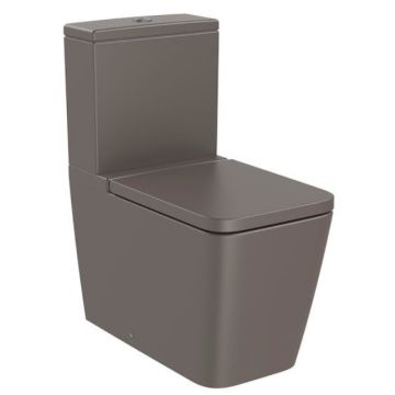 Vas WC pe pardoseala Roca Inspira Square Rimless 36x65 cm evacuare orizontala sau verticala, lipit de perete, maro (coffee)