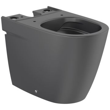 Vas WC pe pardoseala Roca Ona Rimless 37x60 cm evacuare orizontala sau verticala, lipit de perete, negru mat