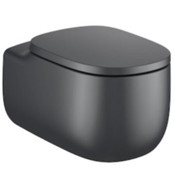 Vas WC suspendat Roca Beyond Rimless 39x58 cm evacuare orizontala, antracit (onyx)