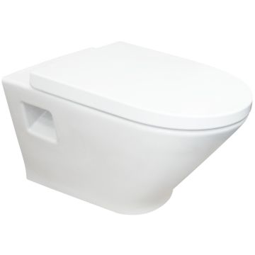 Vas WC suspendat Roca The Gap Round Rimless 36x54 cm evacuare orizontala