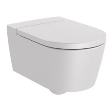 Vas WC suspendat Roca Inspira Round Rimless 37x56 cm evacuare orizontala, alb (pearl)