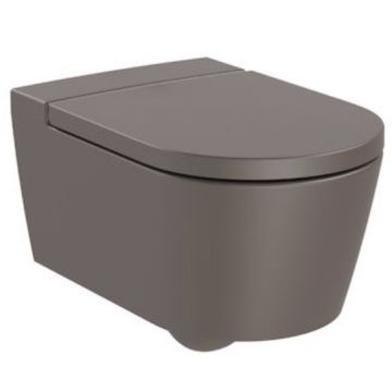Vas WC suspendat Roca Inspira Round Rimless 37x56 cm evacuare orizontala, maro (coffee)