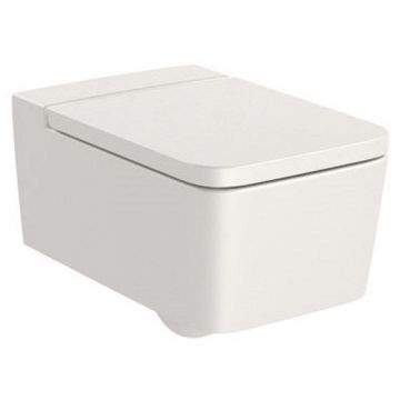Vas WC suspendat Roca Inspira Square Rimless 37x56 cm evacuare orizontala, bej