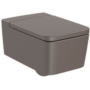 Vas WC suspendat Roca Inspira Square Rimless 37x56 cm evacuare orizontala, maro (coffee)