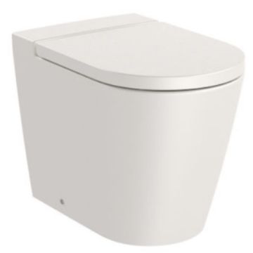 Vas WC pe pardoseala Roca Inspira Round Rimless 37x56 cm evacuare orizontala sau verticala, lipit de perete, bej