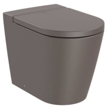 Vas WC pe pardoseala Roca Inspira Round Rimless 37x56 cm evacuare orizontala sau verticala, lipit de perete, maro (coffee)