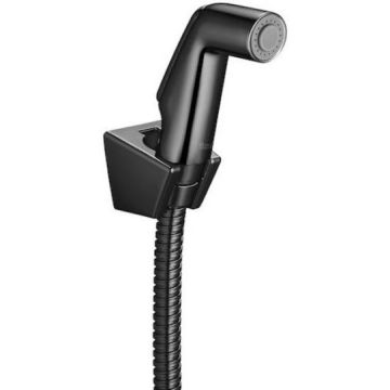 Roca Be Fresh Dus igienic cu suport, negru lucios (black titanium)