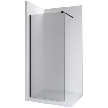 Perete sticla dus Walk In Roca District 90xH200 cm, profil negru mat