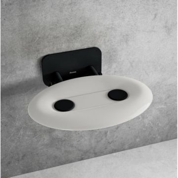 Scaun dus rabatabil rotunjit Ravak Ovo P II, opal/negru