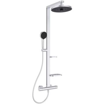 Coloana dus cu baterie si termostat Ideal Standard Ceraflow Alu+ si doua rafturi, argintiu mat (silver)