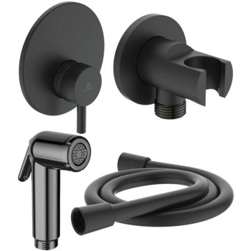 Ideal Standard IdealSpray Set dus igienic cu baterie incastrata, negru mat (silk black)