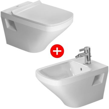 Set Vas WC suspendat cu capac si bideu Duravit Durastyle 37x54 cm evacuare orizontala