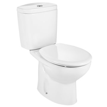 Set promo Vas WC pe pardoseala cu rezervor aparent si capac Roca Victoria 36x67 cm evacuare verticala