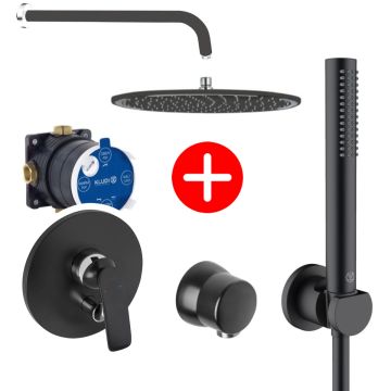 Set promo Sistem dus incastrat fara termostat Kludi A-QA, negru mat