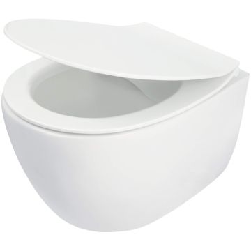 Set Vas WC suspendat cu capac soft close Deante Silia Rimless 37x52 cm evacuare orizontala