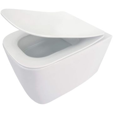 Set Vas WC suspendat cu capac soft close Deante Hiacynt Rimless 35x49 cm evacuare orizontala