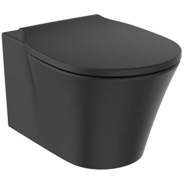Vas WC suspendat Ideal Standard Connect Air AquaBlade 36x54 cm evacuare orizontala, negru mat