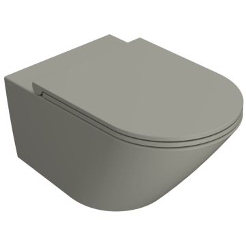 Vas WC suspendat Globo Forty3 Rimless 36x57 cm evacuare orizontala, bej inchis mat (cachemire)